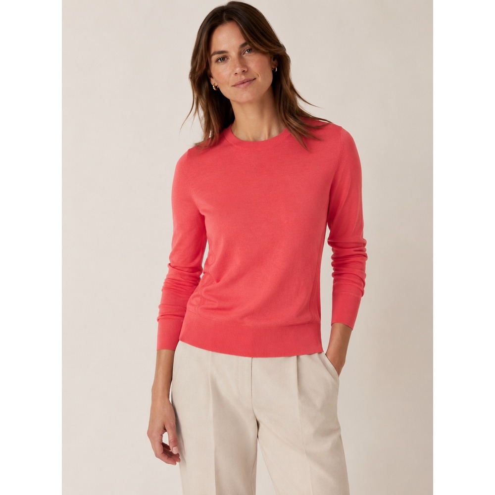 Banana Republic Womens Silk Cotton Sweater Small Coral Pink Crewneck Lightweight